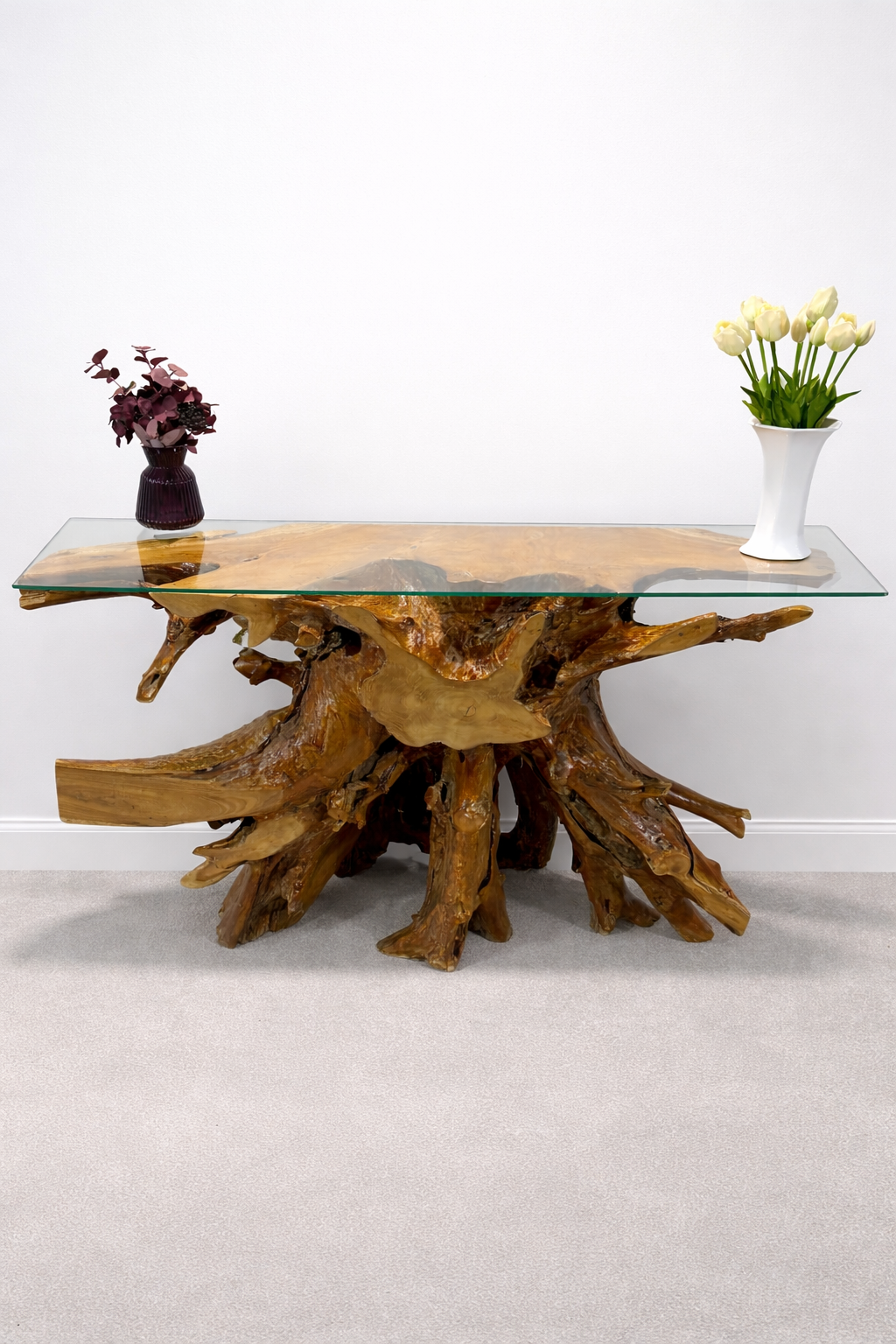 Edge Teak Root Console Table - Brown Natural - Unit 8