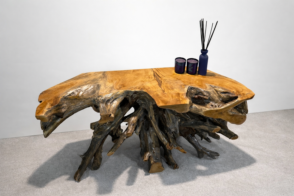 Edge Teak Root Console Table - Black Wash - Unit 15
