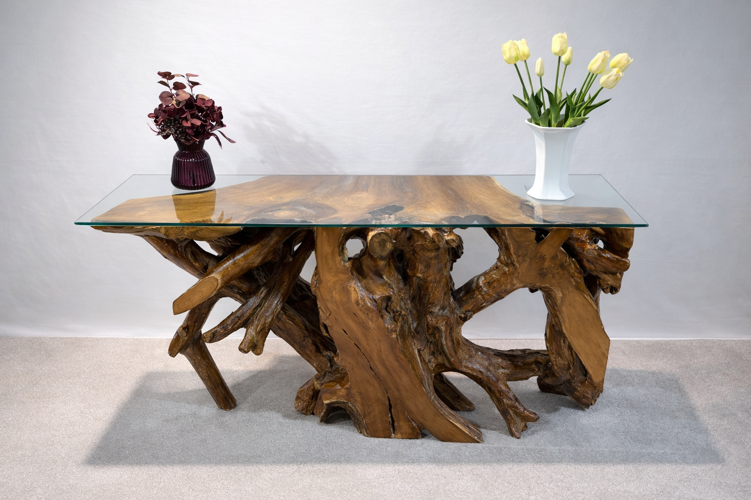 Edge Teak Root Console Table - Brown Natural - Unit 7