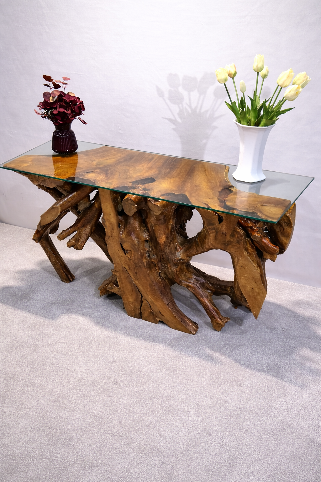 Edge Teak Root Console Table - Brown Natural - Unit 7