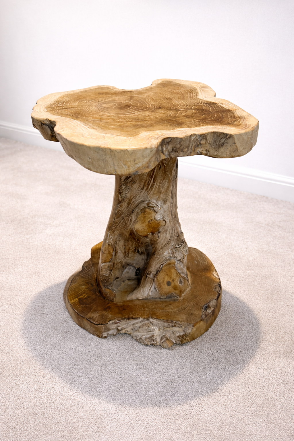 White Wash Rustic Teak Root Side Table - Unit 25