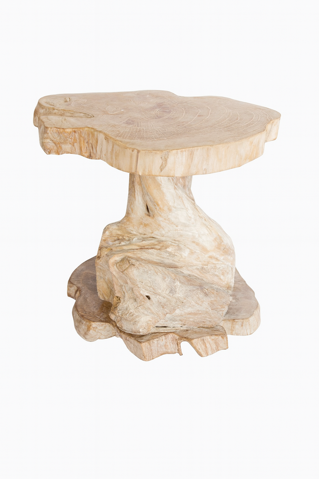 PRE ORDER FOR NOV 2025 - White Wash Rustic Teak Root Side Table