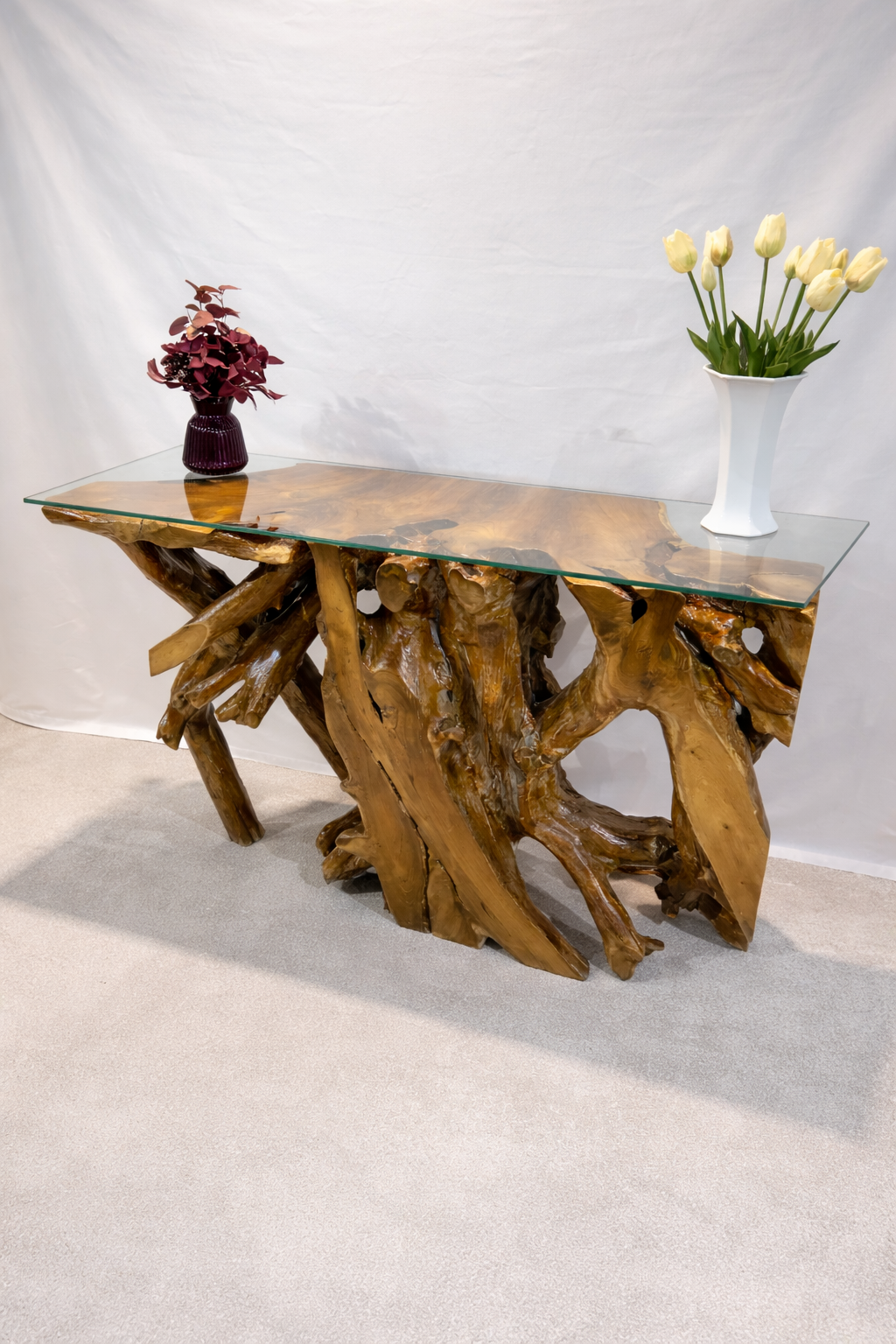 Edge Teak Root Console Table - Brown Natural - Unit 7