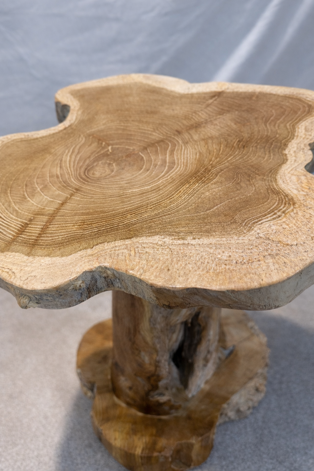 White Wash Rustic Teak Root Side Table - Unit 25