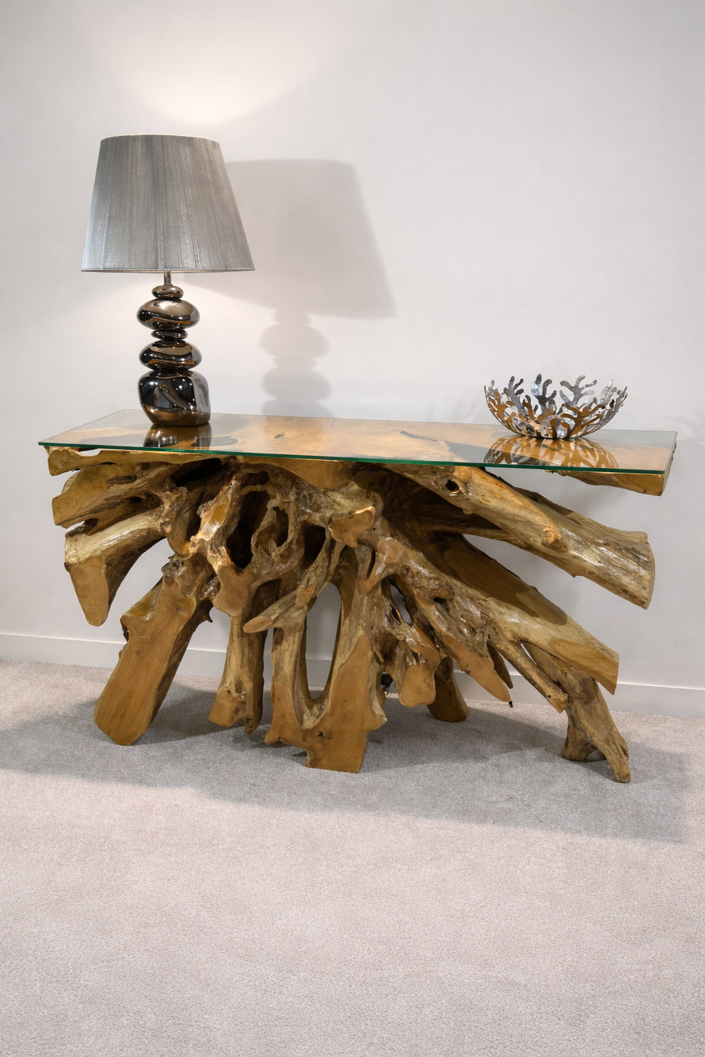 Edge Teak Root Console Table - Brown Natural - Unit 7