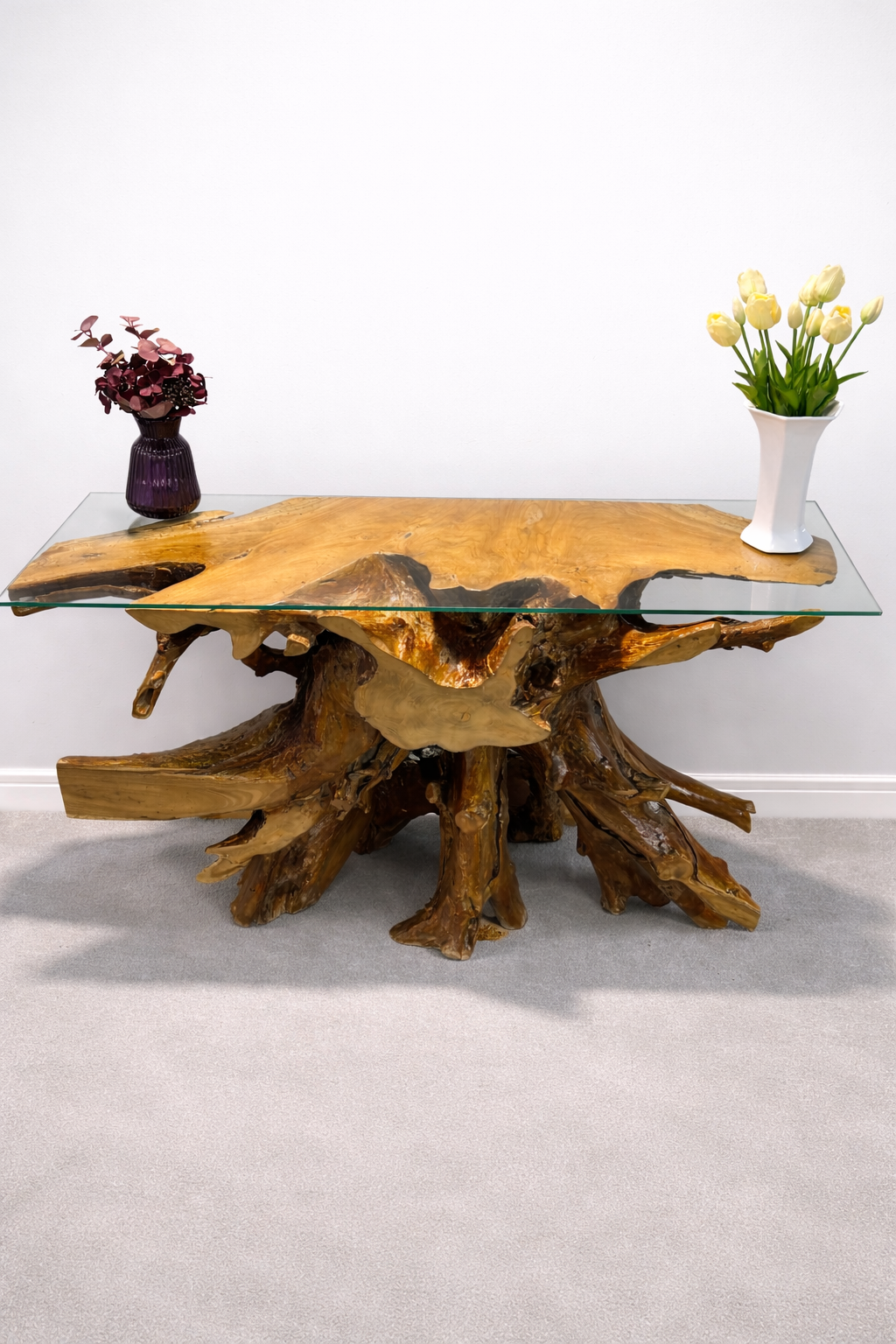 Edge Teak Root Console Table - Brown Natural - Unit 8