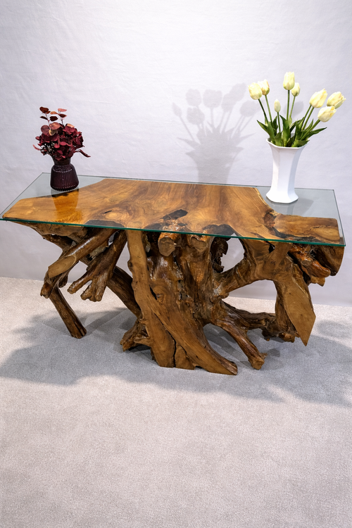 Edge Teak Root Console Table - Black Wash - Unit 15