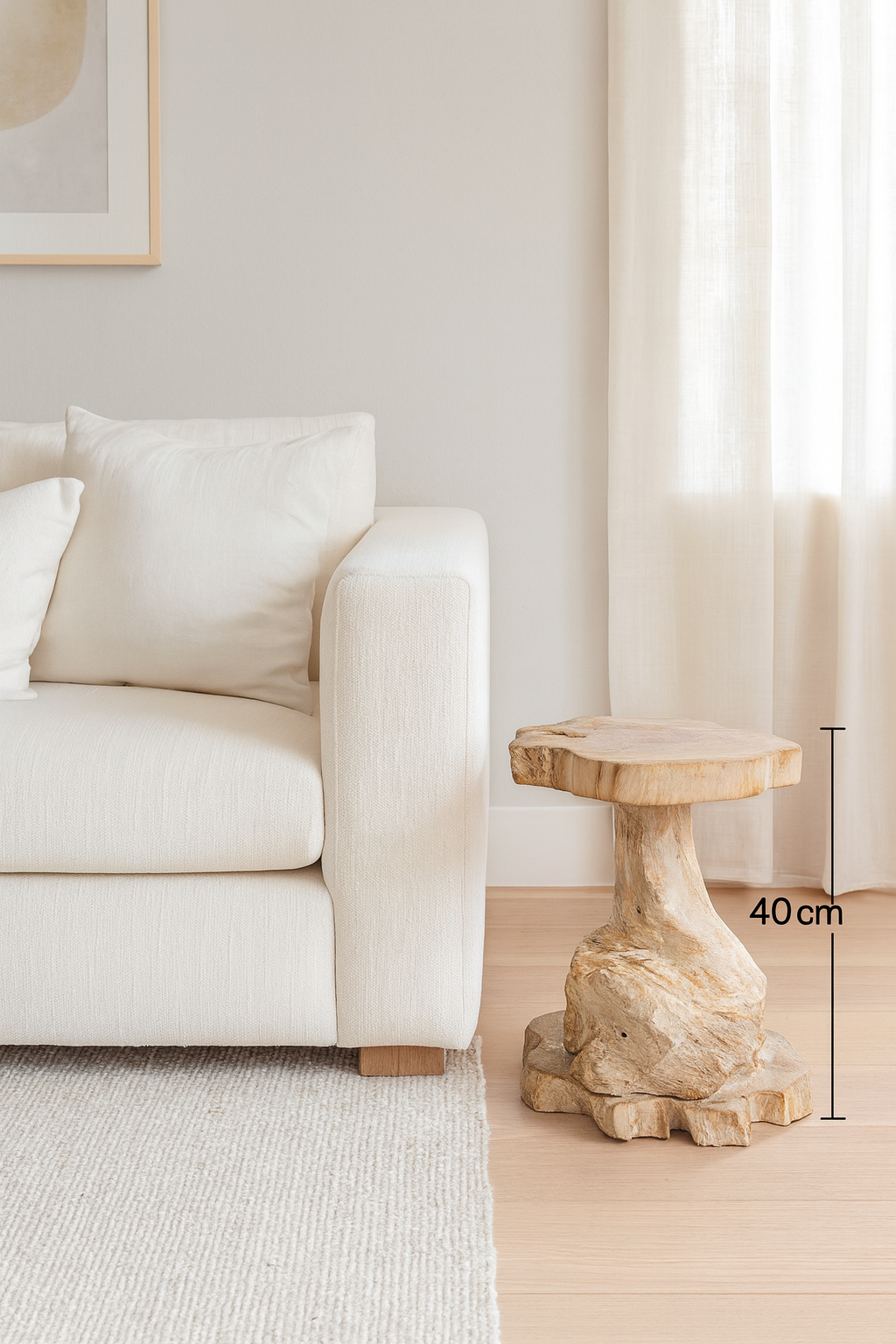 PRE ORDER FOR NOV 2025 - White Wash Rustic Teak Root Side Table