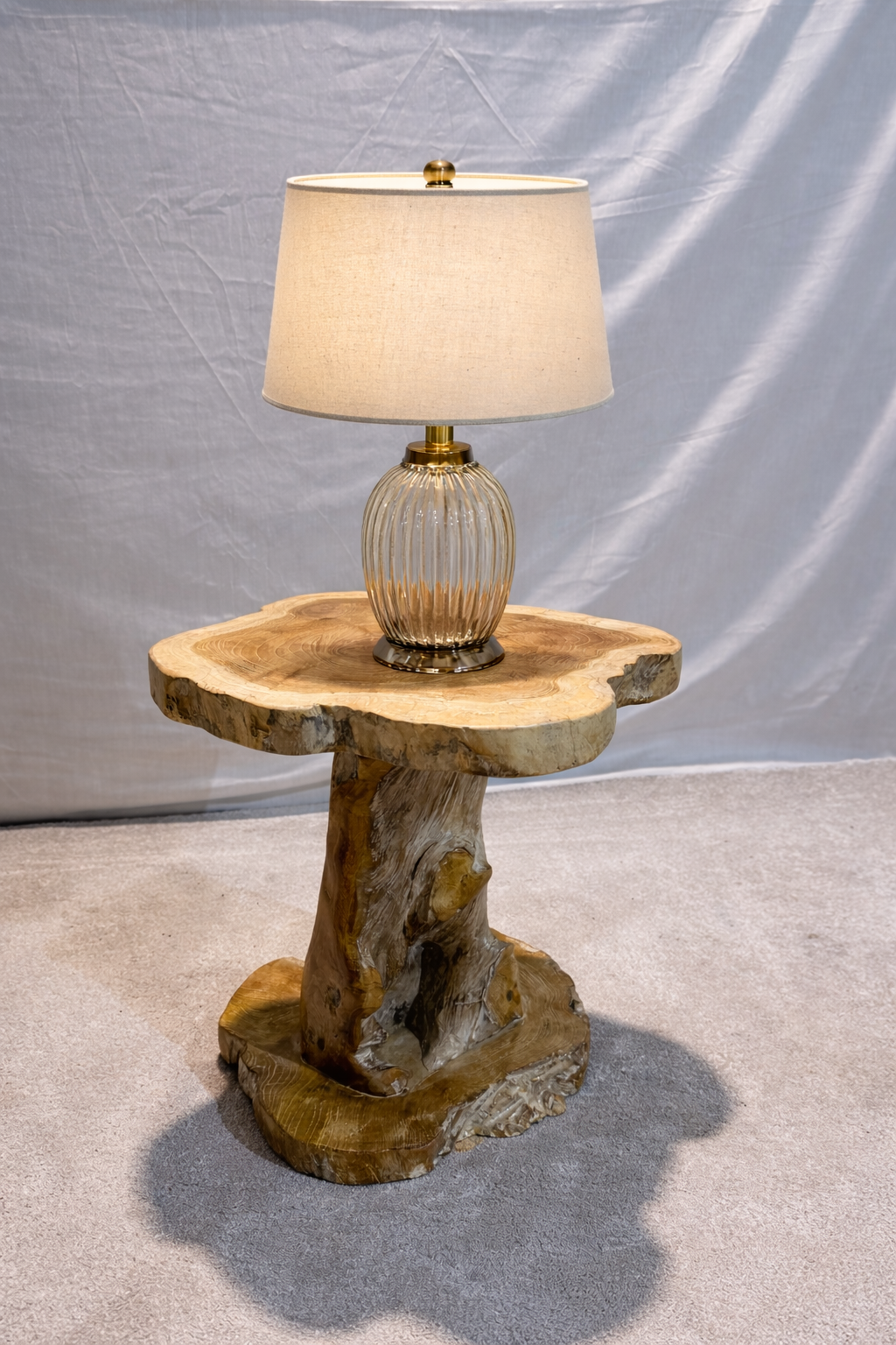 White Wash Rustic Teak Root Side Table - Unit 25