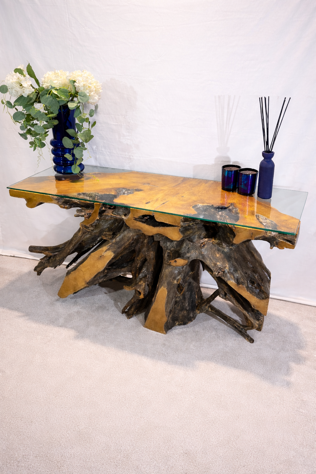 Edge Teak Root Console Table - Black Wash - Unit 14