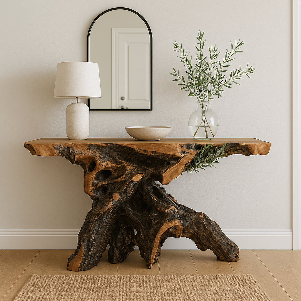 PRE ORDER FOR NOV 2025 - Edge Teak Root Console Table - Natural