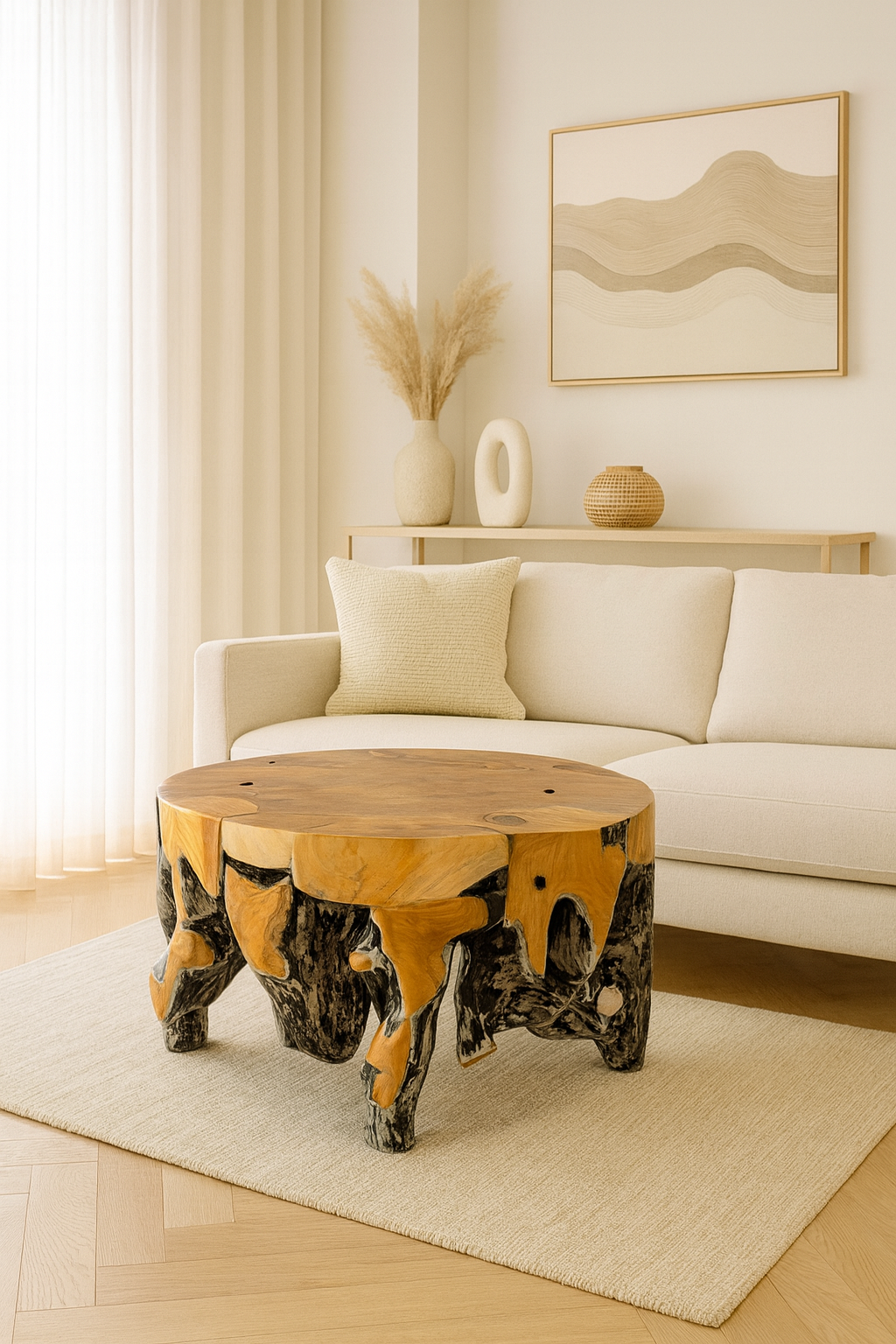 PRE ORDER FOR NOV 2025 - Natural Round Teak Root Coffee Table
