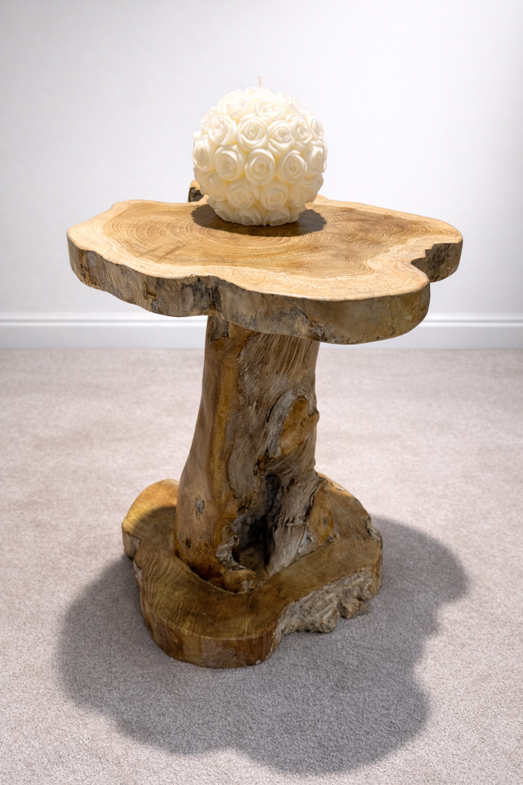 White Wash Rustic Teak Root Side Table - Unit 25