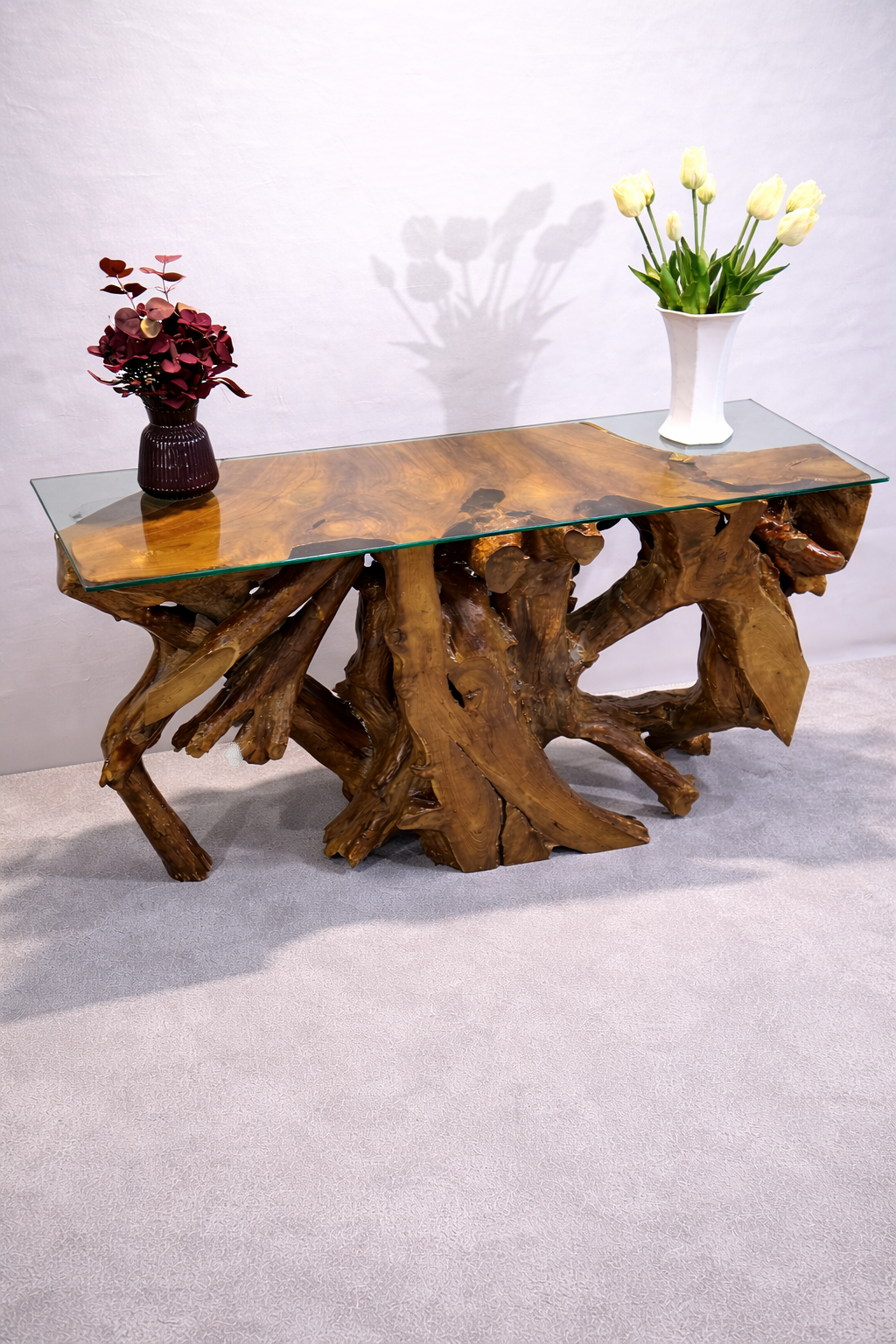 Edge Teak Root Console Table - Brown Natural - Unit 7