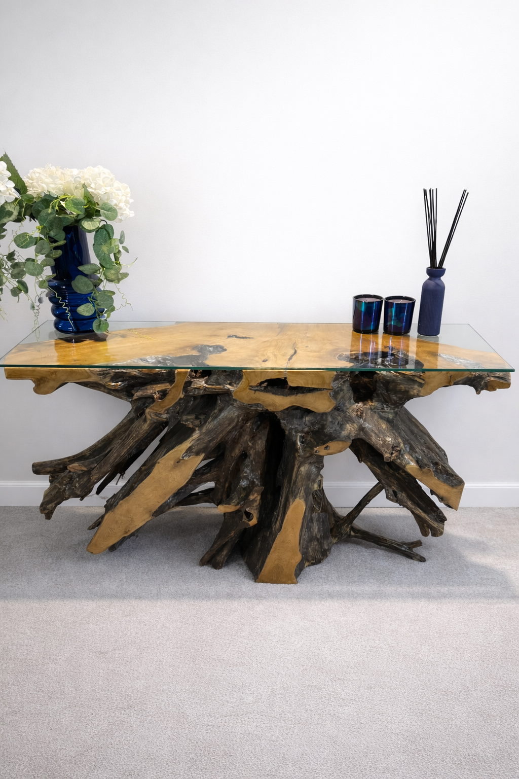 Edge Teak Root Console Table - Black Wash - Unit 14