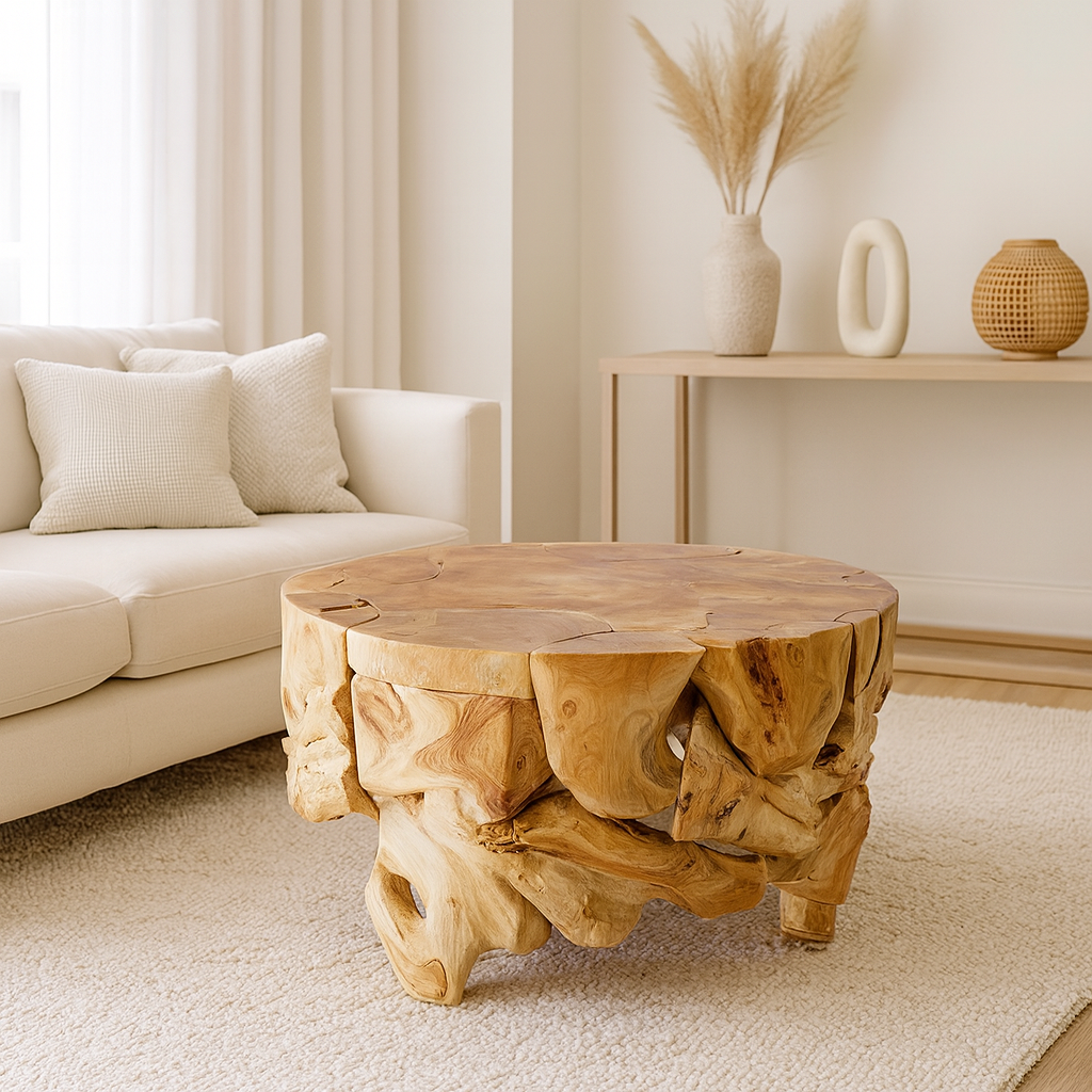 PRE ORDER FOR NOV 2025 - Black Wash Teak Root Coffee Table